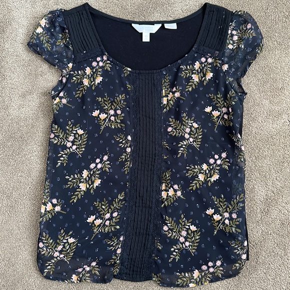 Lauren Conrad capped sheer sleeved scoop neck pullover blouse - Picture 5 of 9